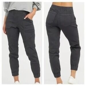 Spanx Womens Cargo Joggers Pants Stretch Twill Washed Black Pockets Plus Size 2X